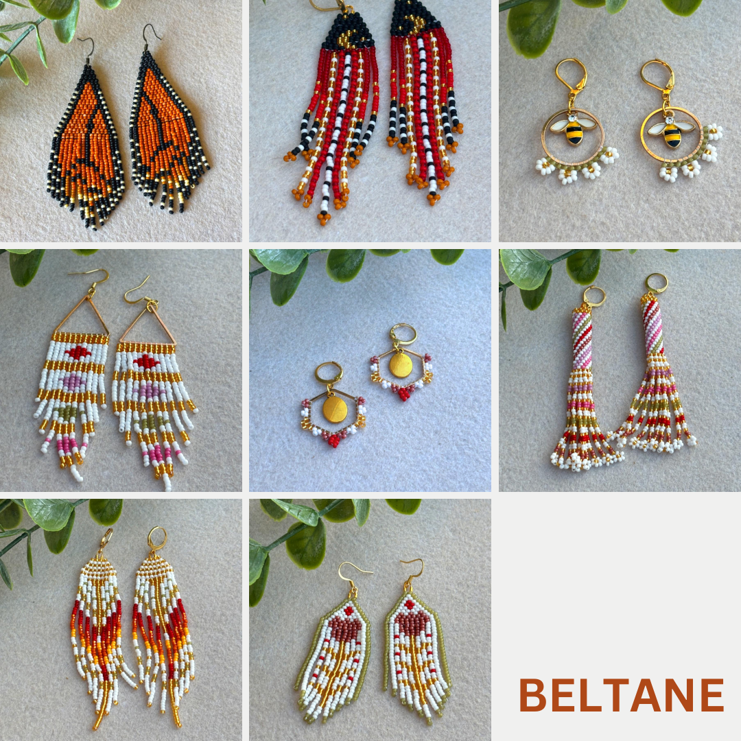 Beltane Collection: Daisy Maypole Peyote Beaded Earrings