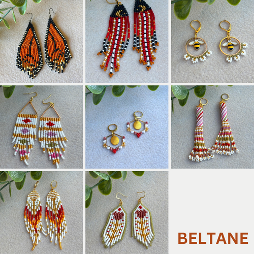 Beltane Collection: Daisy Maypole Peyote Beaded Earrings