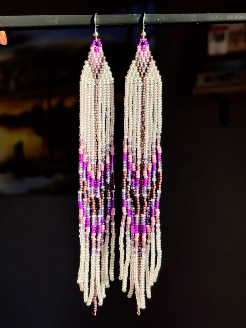 Purple Spring Long Fringe Earrings