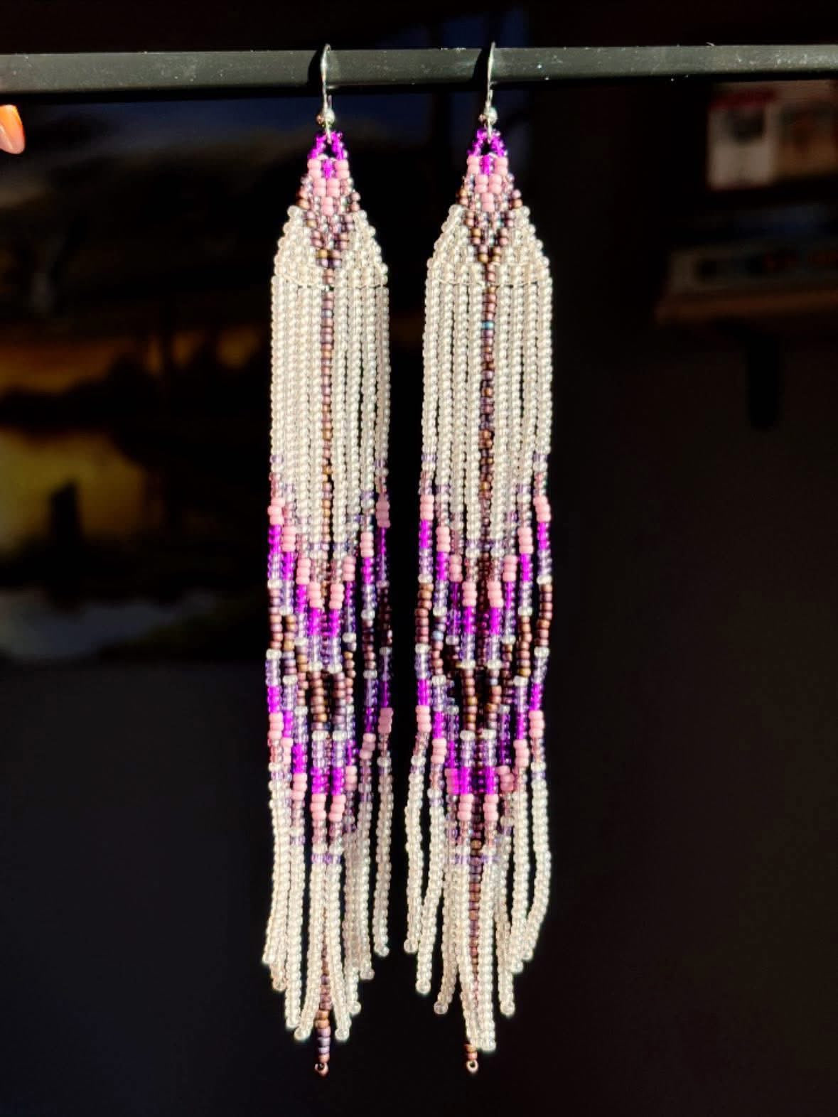 Purple Spring Long Fringe Earrings