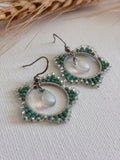 Teal Mermaid Tears Beaded Hoop Earrings