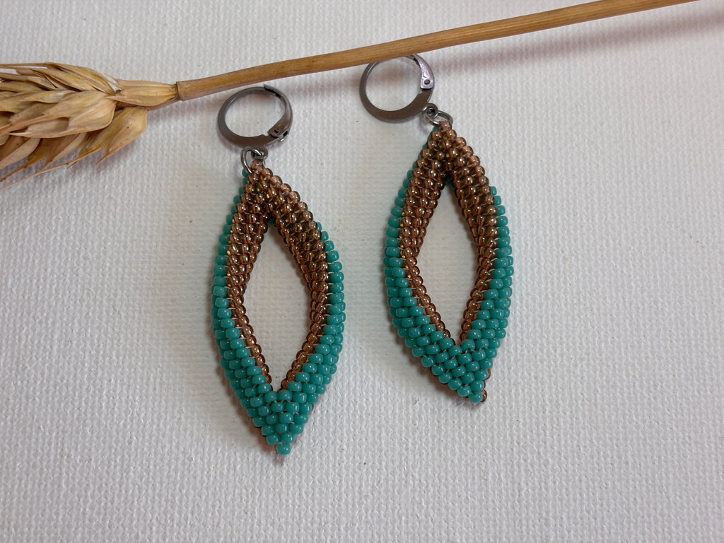 Two-Tone Leaf Beaded Earrings