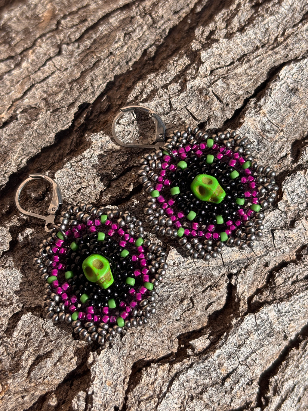 Goth Catrina Beaded Earrings