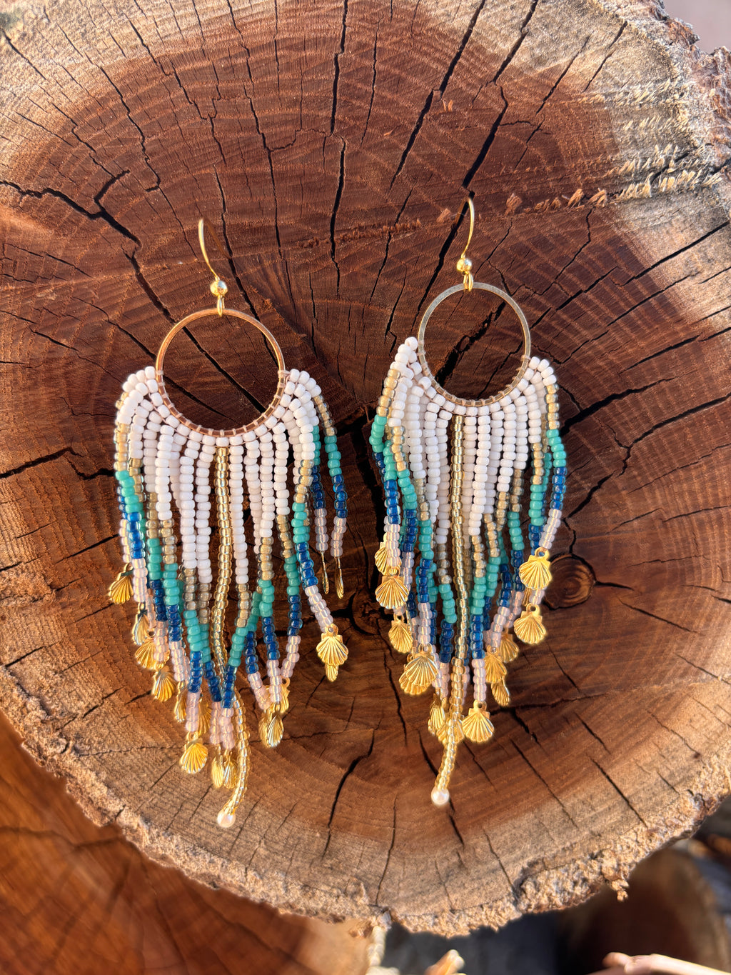 By The Seashore Beaded Fringe Earrings