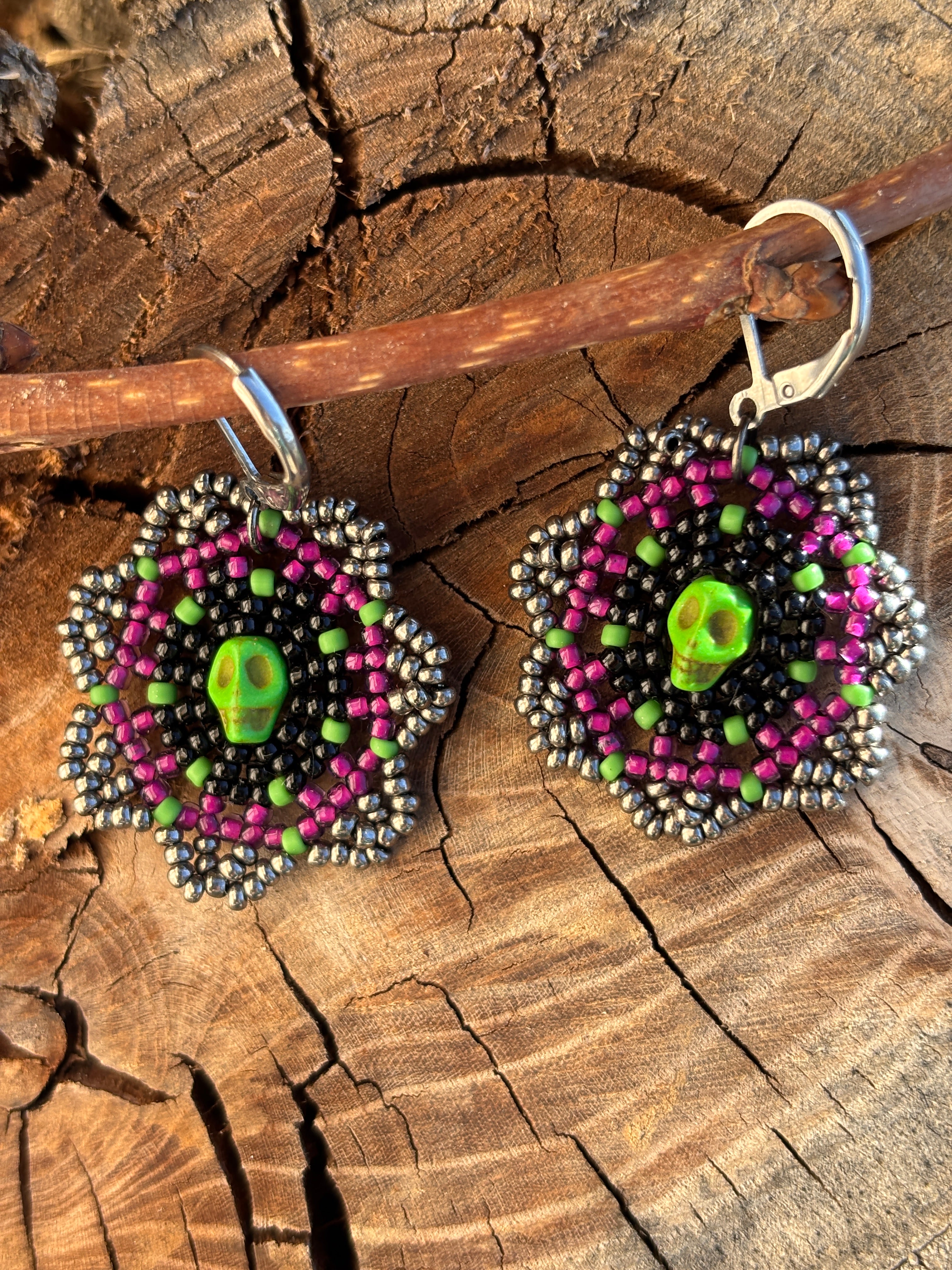 Goth Catrina Beaded Earrings