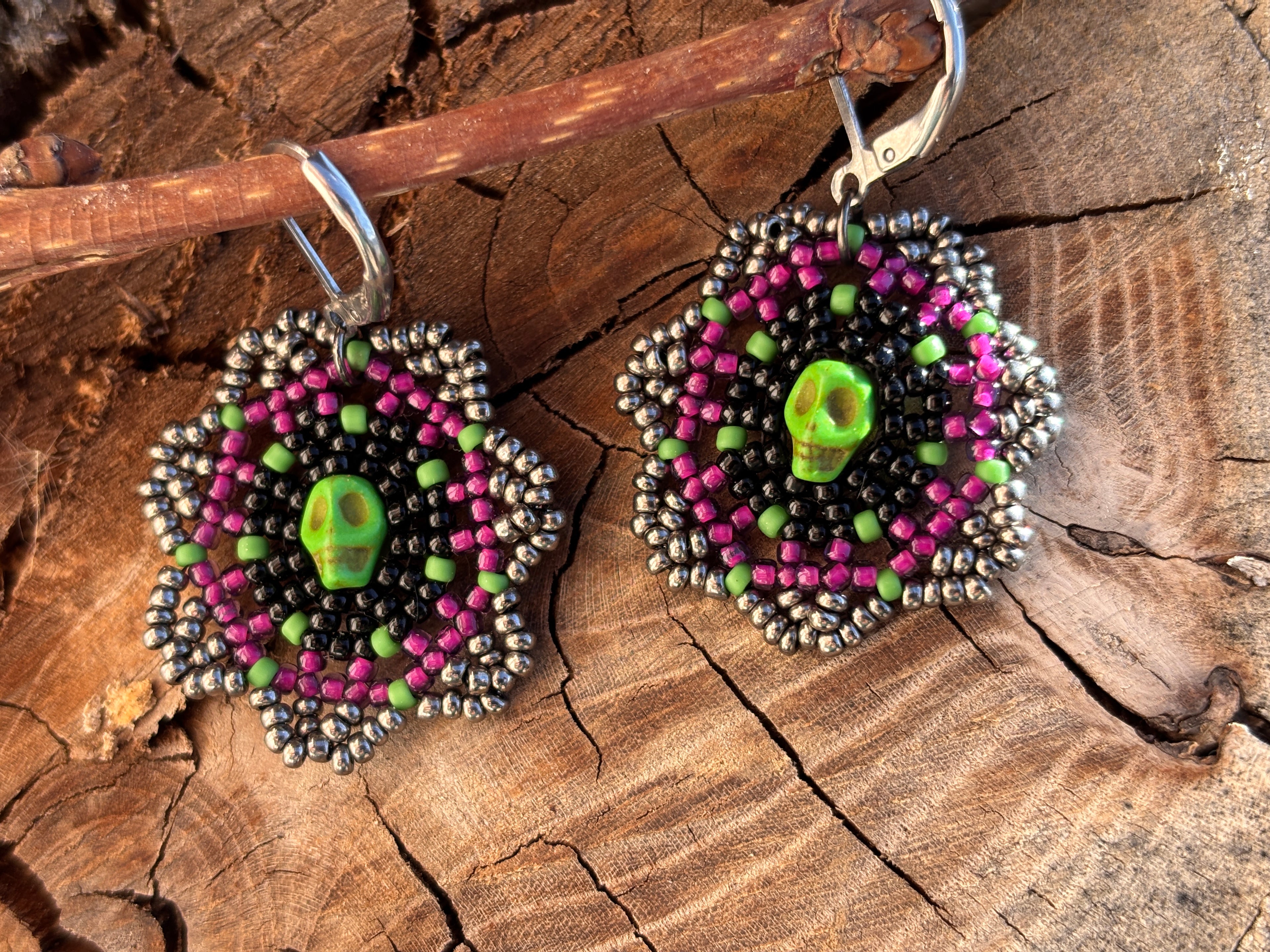Goth Catrina Beaded Earrings