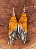 Yellow Beaded Fringe Earrings