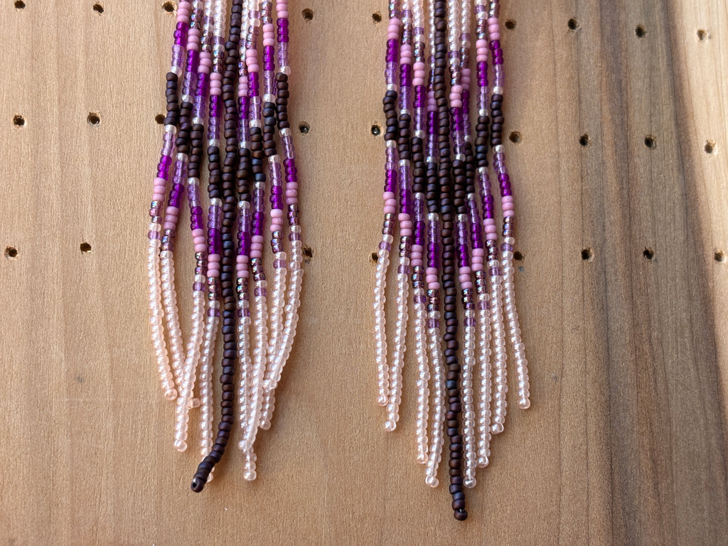 Purple Spring Long Fringe Earrings